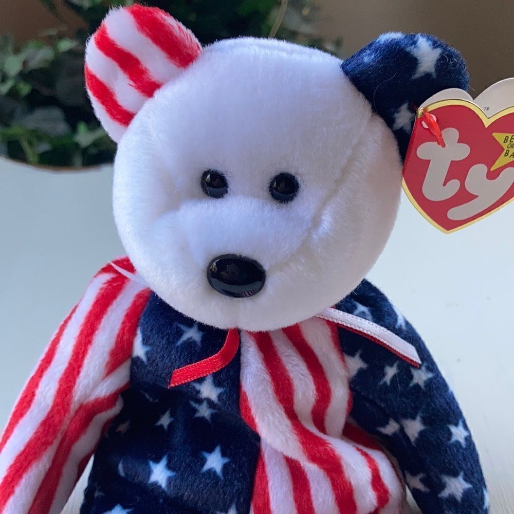 Vintage Ty Beanie Baby Stars and Stripes Spangles The Bear